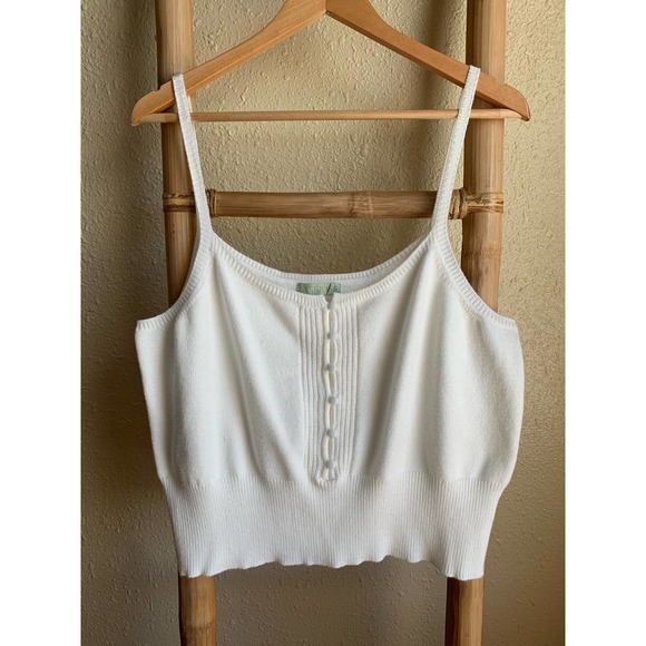Rye Grass Winter White Super Soft Tank with Buttons - Picture 1 of 5